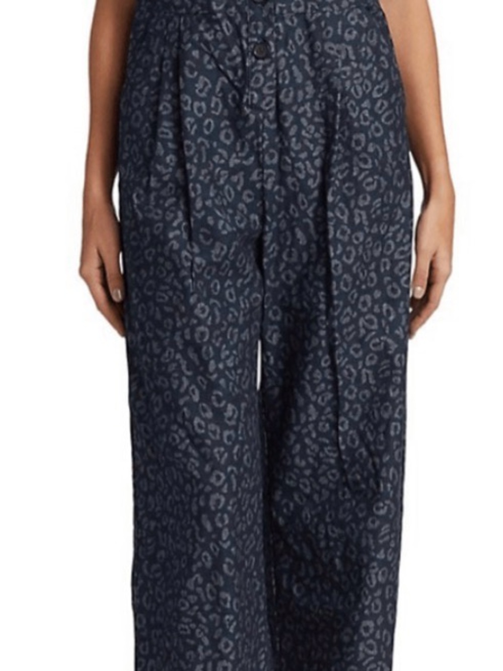 Joie Navy Leopard-Print Wide Leg Pants